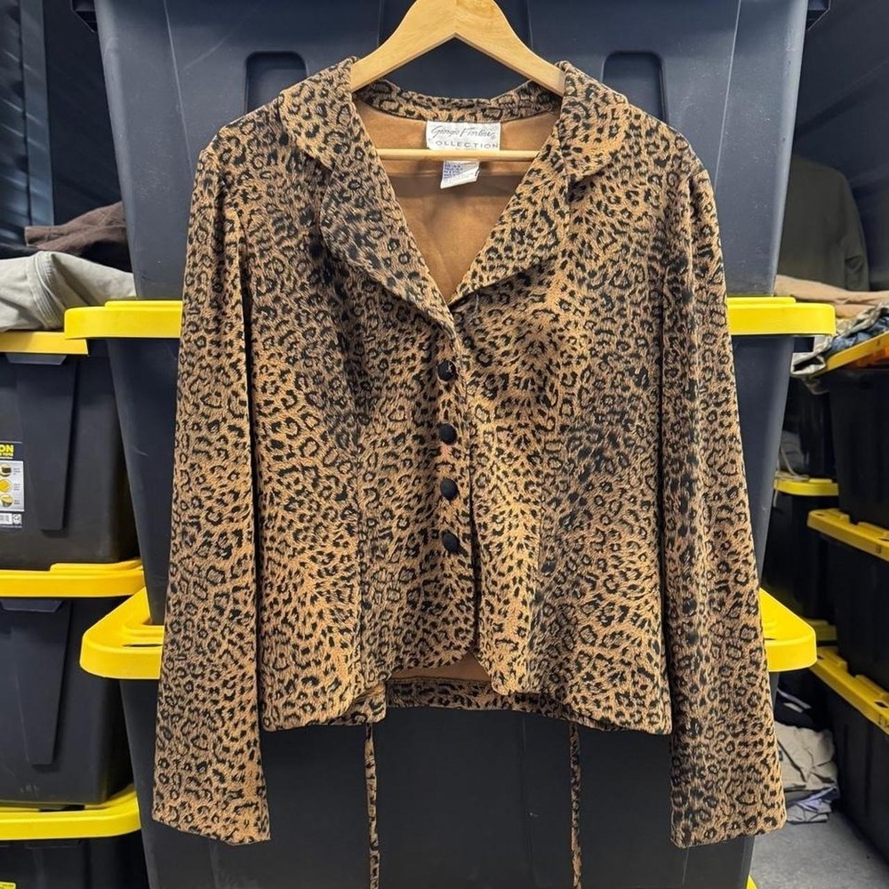 Leopard Print Button Up Women's Blouse Collared Cheetah Y2K Giorgio Fiorelli 14